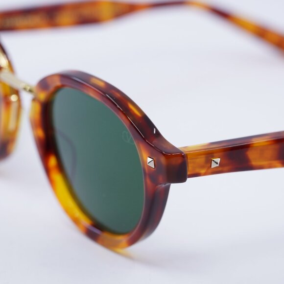 Valentino V-ESSENTIAL-IV VLS-132C Sunglasses Havana Round Frame, Green Lenses - Picture 8 of 11